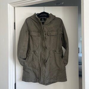 prAna women's cargo jacket with hood - olive - Medium